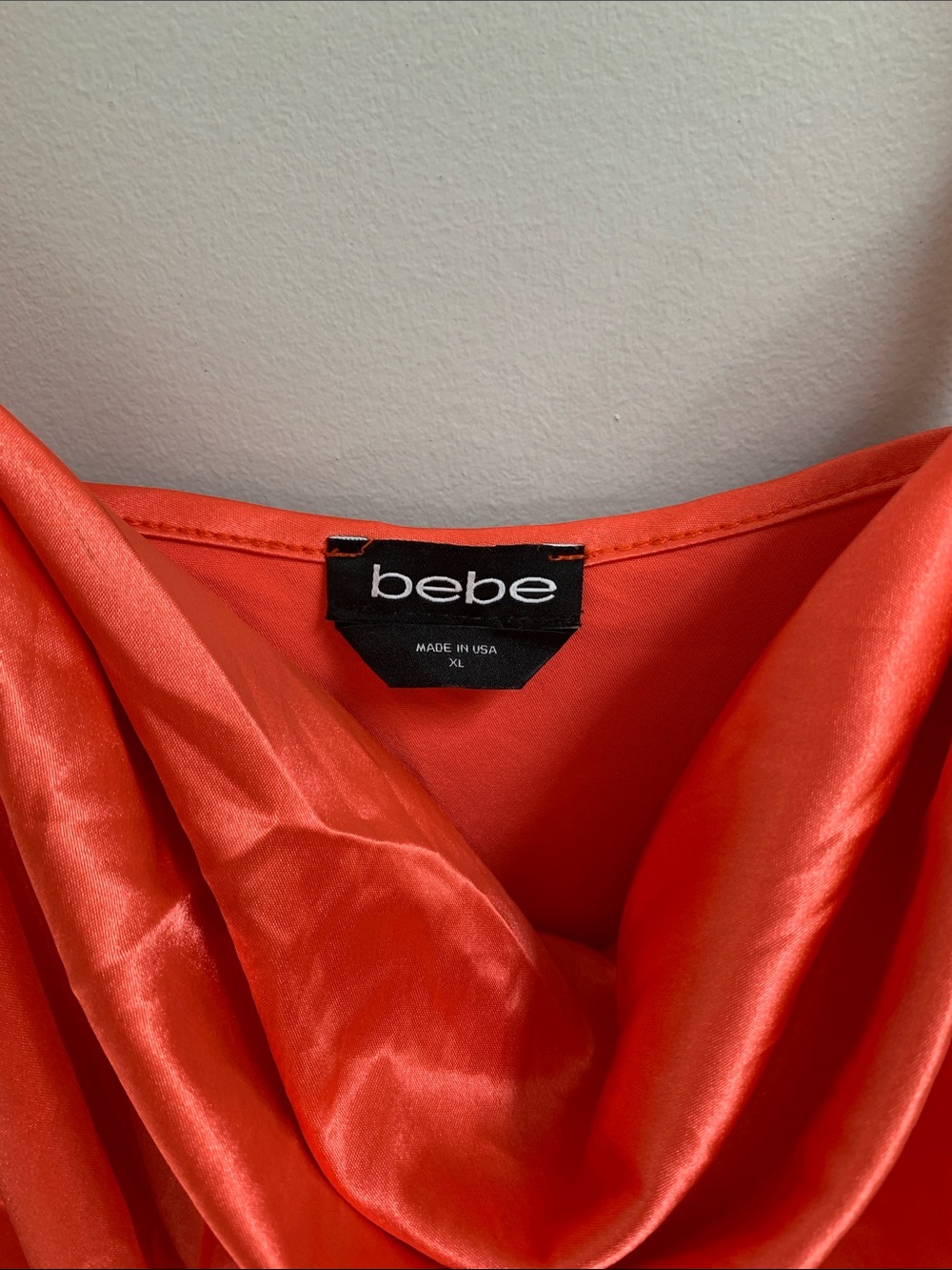 bebe Satin Mini Slip Dress in Bright Orange - Picture 4 of 5